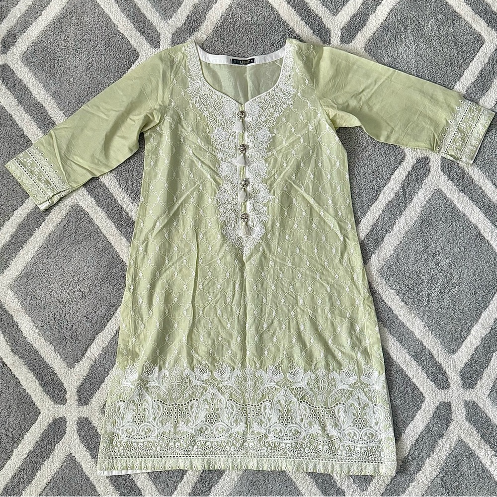 Limelight Lawn Kurta Fully Embroidered Pearl & Tassels Embellishment Size S